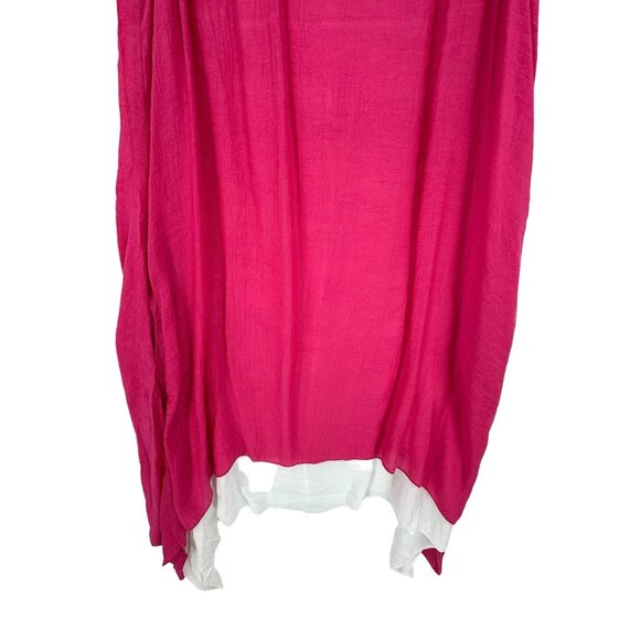 Aria Women's Sleeveless Layered‎ Tank Top XL Pink & White Cotton Blend - Picture 7 of 11